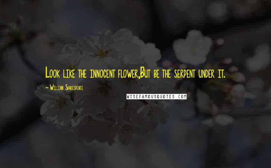 William Shakespeare Quotes: Look like the innocent flower,But be the serpent under it.