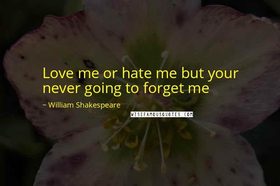 William Shakespeare Quotes: Love me or hate me but your never going to forget me