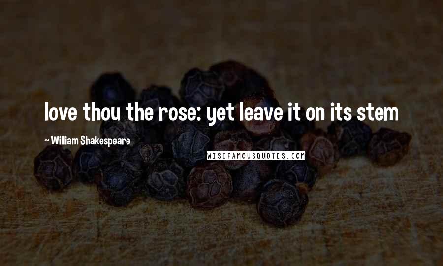 William Shakespeare Quotes: love thou the rose: yet leave it on its stem