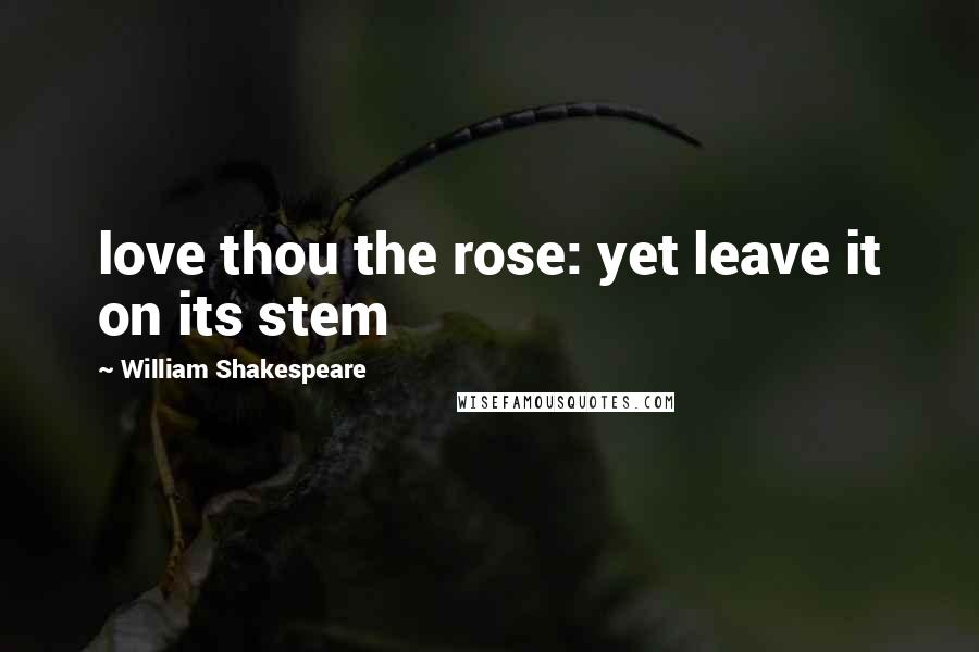 William Shakespeare Quotes: love thou the rose: yet leave it on its stem