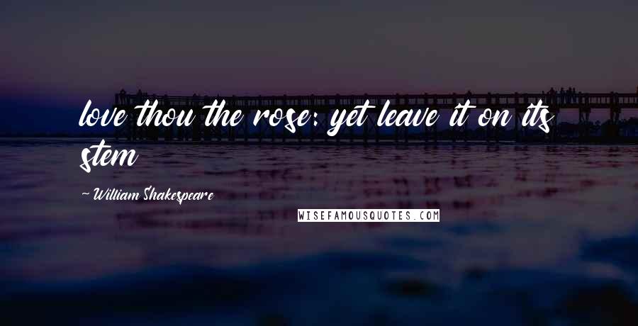 William Shakespeare Quotes: love thou the rose: yet leave it on its stem