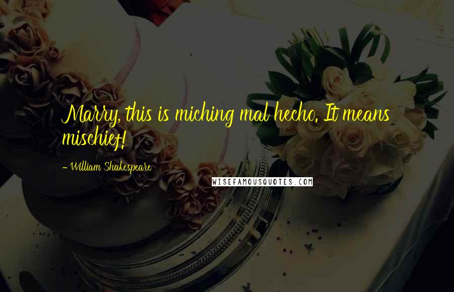 William Shakespeare Quotes: Marry, this is miching mal hecho. It means mischief!