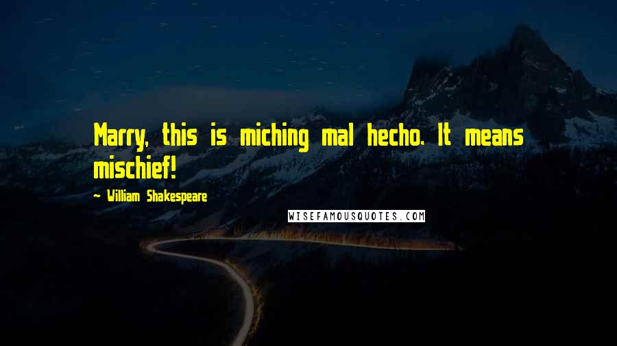 William Shakespeare Quotes: Marry, this is miching mal hecho. It means mischief!