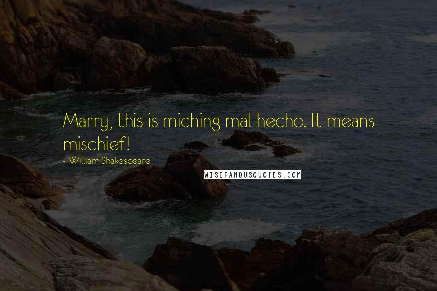 William Shakespeare Quotes: Marry, this is miching mal hecho. It means mischief!
