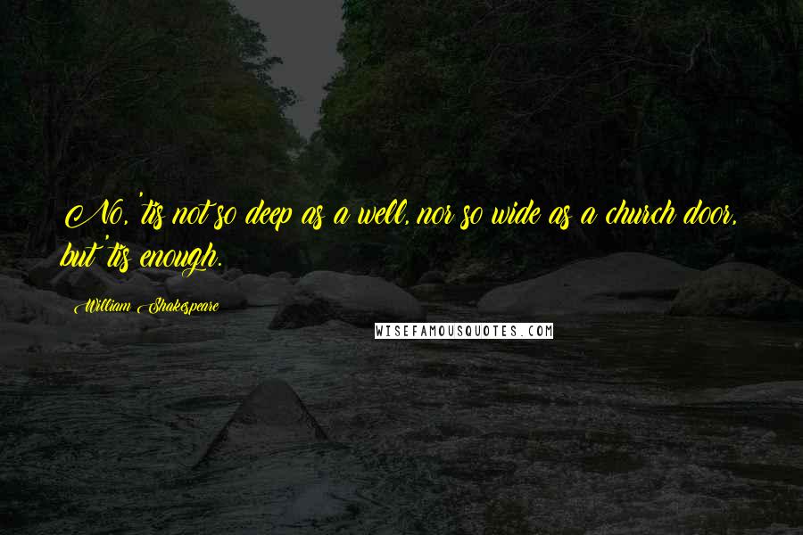 William Shakespeare Quotes: No, 'tis not so deep as a well, nor so wide as a church door, but 'tis enough.