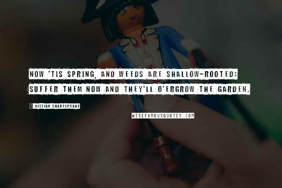 William Shakespeare Quotes: Now 'tis spring, and weeds are shallow-rooted; Suffer them now and they'll o'ergrow the garden.