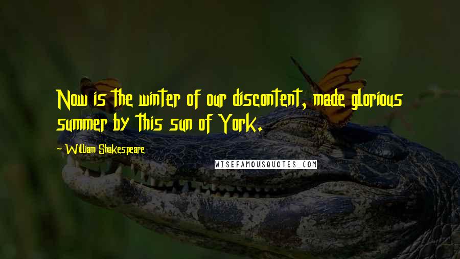 William Shakespeare Quotes: Now is the winter of our discontent, made glorious summer by this sun of York.