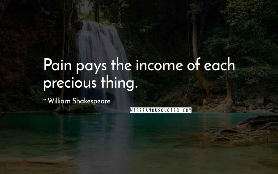 William Shakespeare Quotes: Pain pays the income of each precious thing.