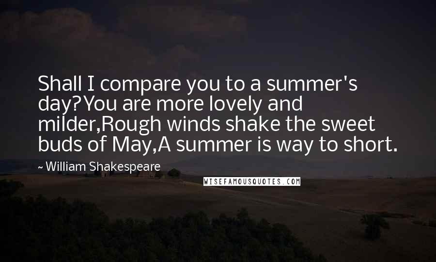 William Shakespeare Quotes: Shall I compare you to a summer's day?You are more lovely and milder,Rough winds shake the sweet buds of May,A summer is way to short.