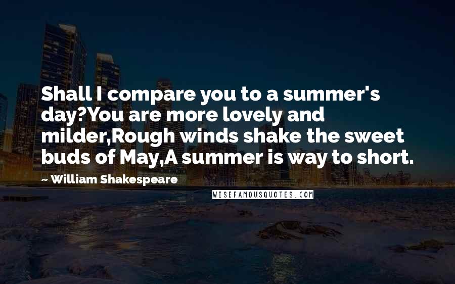 William Shakespeare Quotes: Shall I compare you to a summer's day?You are more lovely and milder,Rough winds shake the sweet buds of May,A summer is way to short.