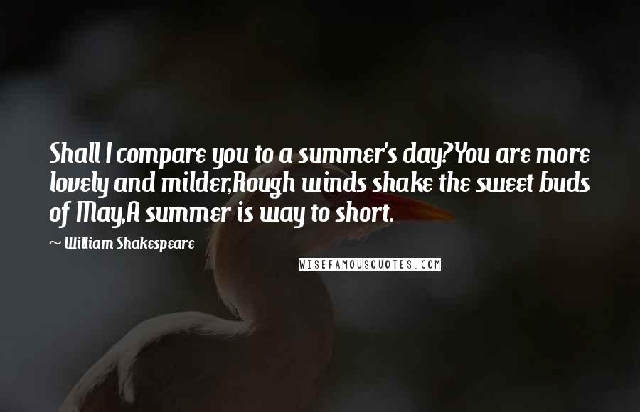 William Shakespeare Quotes: Shall I compare you to a summer's day?You are more lovely and milder,Rough winds shake the sweet buds of May,A summer is way to short.