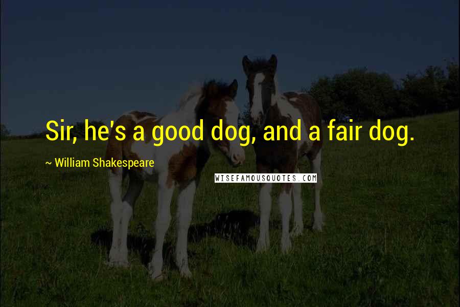 William Shakespeare Quotes: Sir, he's a good dog, and a fair dog.