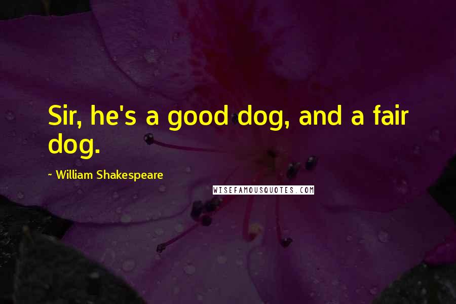 William Shakespeare Quotes: Sir, he's a good dog, and a fair dog.