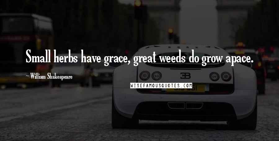 William Shakespeare Quotes: Small herbs have grace, great weeds do grow apace.