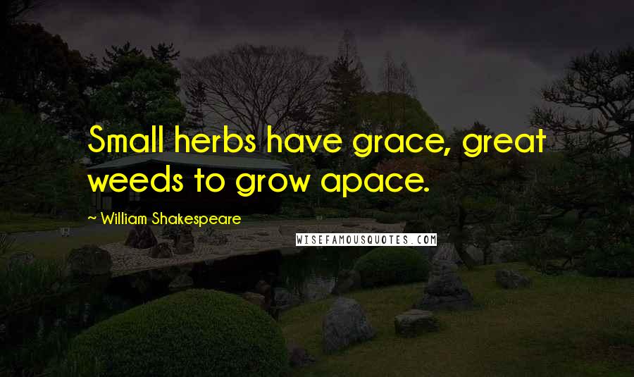 William Shakespeare Quotes: Small herbs have grace, great weeds to grow apace.