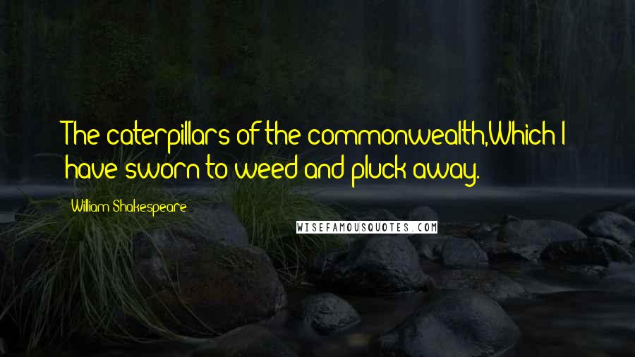 William Shakespeare Quotes: The caterpillars of the commonwealth,Which I have sworn to weed and pluck away.