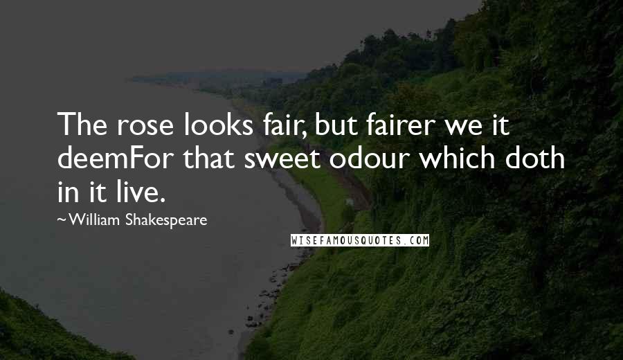 William Shakespeare Quotes: The rose looks fair, but fairer we it deemFor that sweet odour which doth in it live.