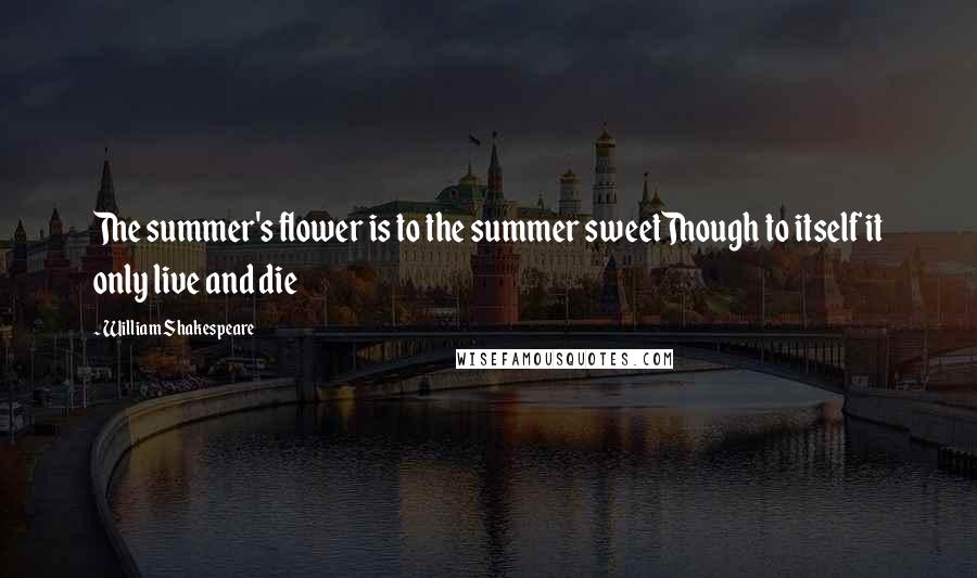 William Shakespeare Quotes: The summer's flower is to the summer sweetThough to itself it only live and die