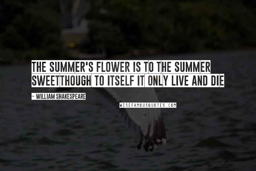 William Shakespeare Quotes: The summer's flower is to the summer sweetThough to itself it only live and die