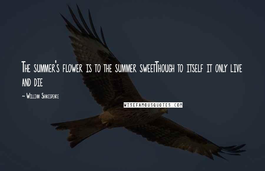 William Shakespeare Quotes: The summer's flower is to the summer sweetThough to itself it only live and die