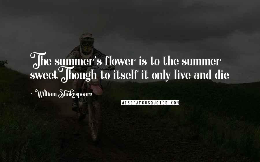 William Shakespeare Quotes: The summer's flower is to the summer sweetThough to itself it only live and die