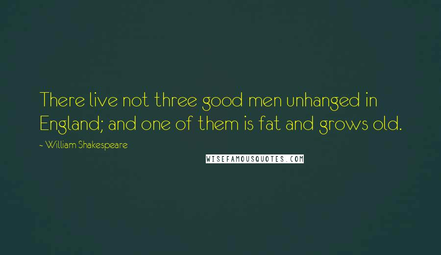 William Shakespeare Quotes: There live not three good men unhanged in England; and one of them is fat and grows old.
