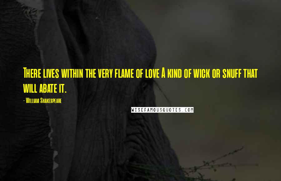 William Shakespeare Quotes: There lives within the very flame of love A kind of wick or snuff that will abate it.