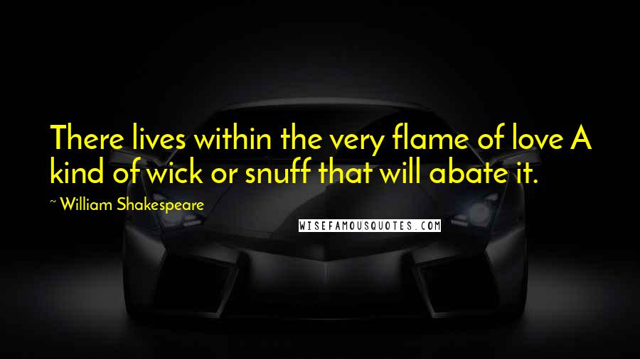 William Shakespeare Quotes: There lives within the very flame of love A kind of wick or snuff that will abate it.