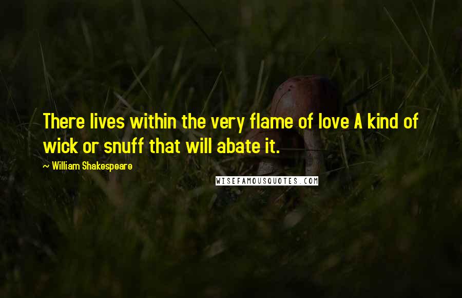 William Shakespeare Quotes: There lives within the very flame of love A kind of wick or snuff that will abate it.