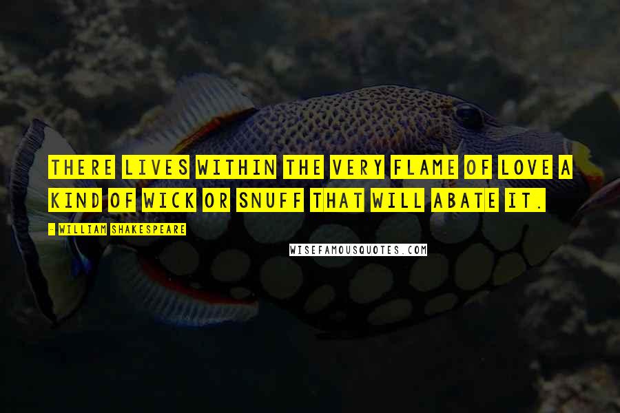 William Shakespeare Quotes: There lives within the very flame of love A kind of wick or snuff that will abate it.