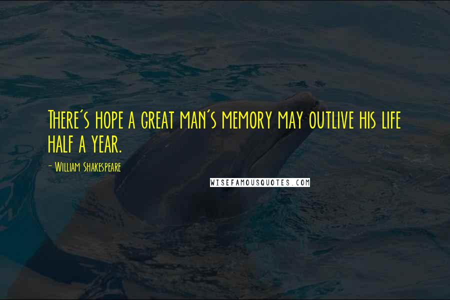 William Shakespeare Quotes: There's hope a great man's memory may outlive his life half a year.