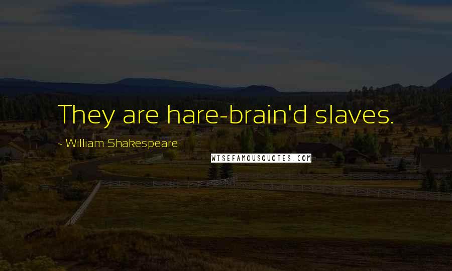 William Shakespeare Quotes: They are hare-brain'd slaves.