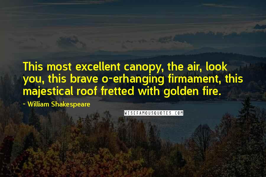 William Shakespeare Quotes: This most excellent canopy, the air, look you, this brave o-erhanging firmament, this majestical roof fretted with golden fire.