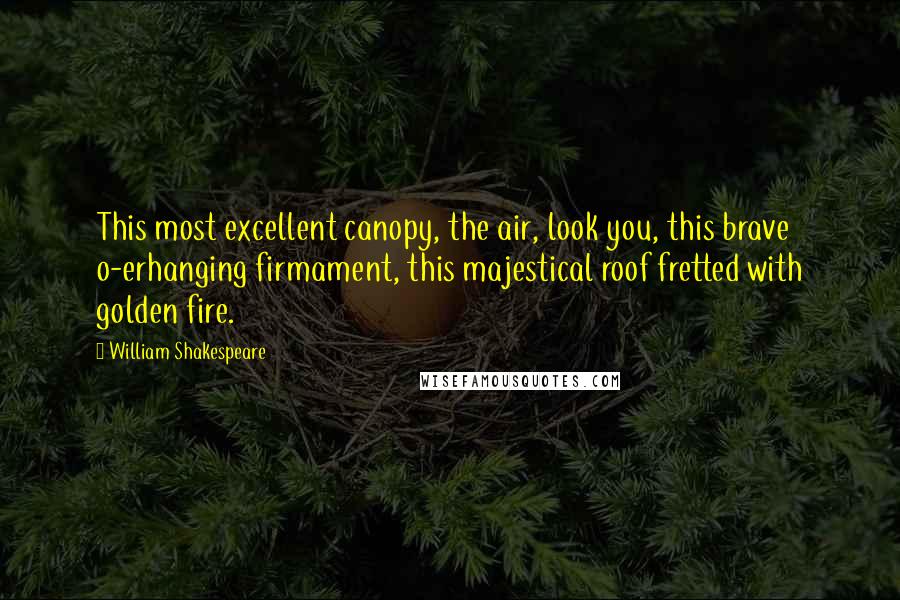 William Shakespeare Quotes: This most excellent canopy, the air, look you, this brave o-erhanging firmament, this majestical roof fretted with golden fire.