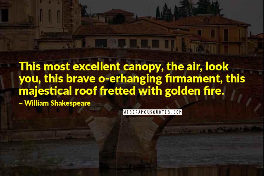 William Shakespeare Quotes: This most excellent canopy, the air, look you, this brave o-erhanging firmament, this majestical roof fretted with golden fire.