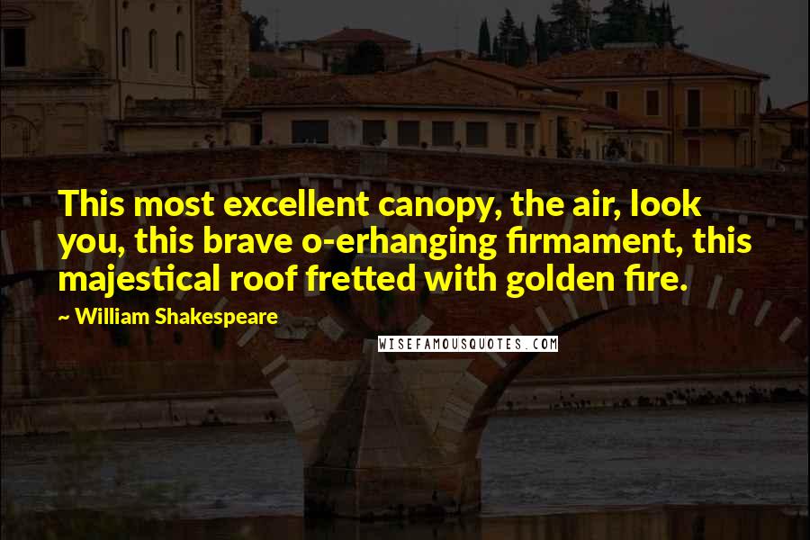 William Shakespeare Quotes: This most excellent canopy, the air, look you, this brave o-erhanging firmament, this majestical roof fretted with golden fire.