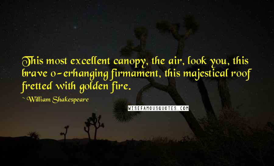 William Shakespeare Quotes: This most excellent canopy, the air, look you, this brave o-erhanging firmament, this majestical roof fretted with golden fire.