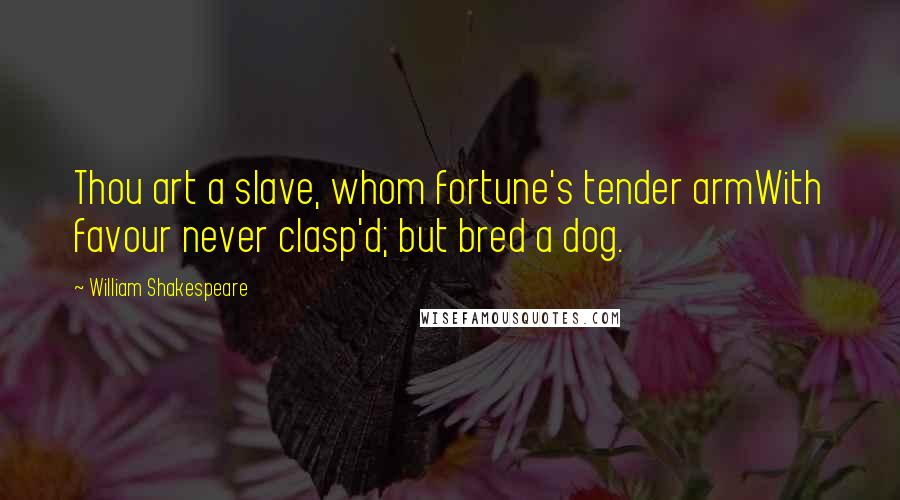 William Shakespeare Quotes: Thou art a slave, whom fortune's tender armWith favour never clasp'd; but bred a dog.