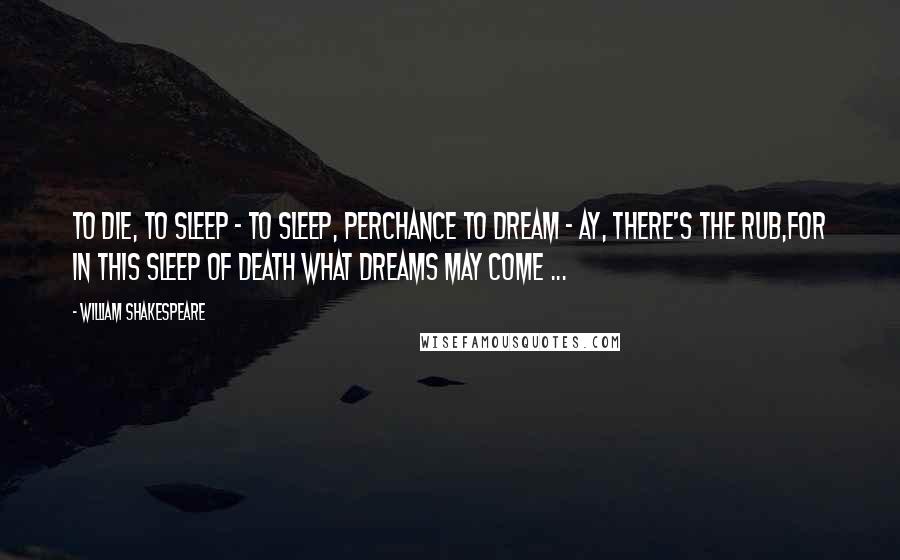 William Shakespeare Quotes: To die, to sleep - To sleep, perchance to dream - ay, there's the rub,For in this sleep of death what dreams may come ...