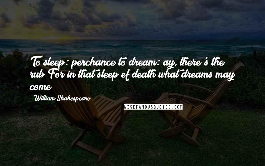 William Shakespeare Quotes: To sleep: perchance to dream: ay, there's the rub;For in that sleep of death what dreams may come?