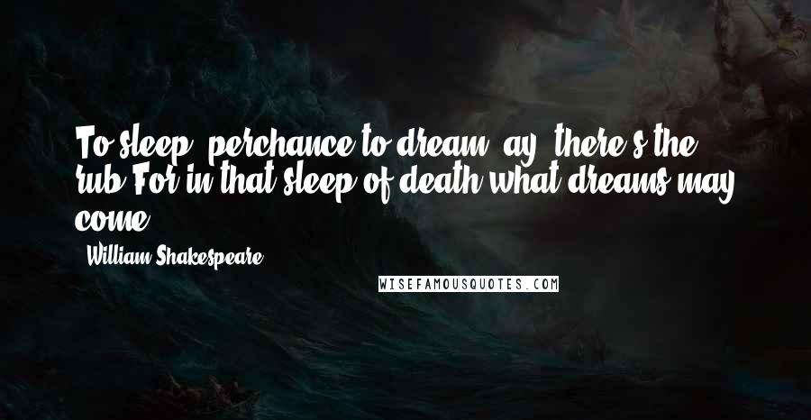 William Shakespeare Quotes: To sleep: perchance to dream: ay, there's the rub;For in that sleep of death what dreams may come?
