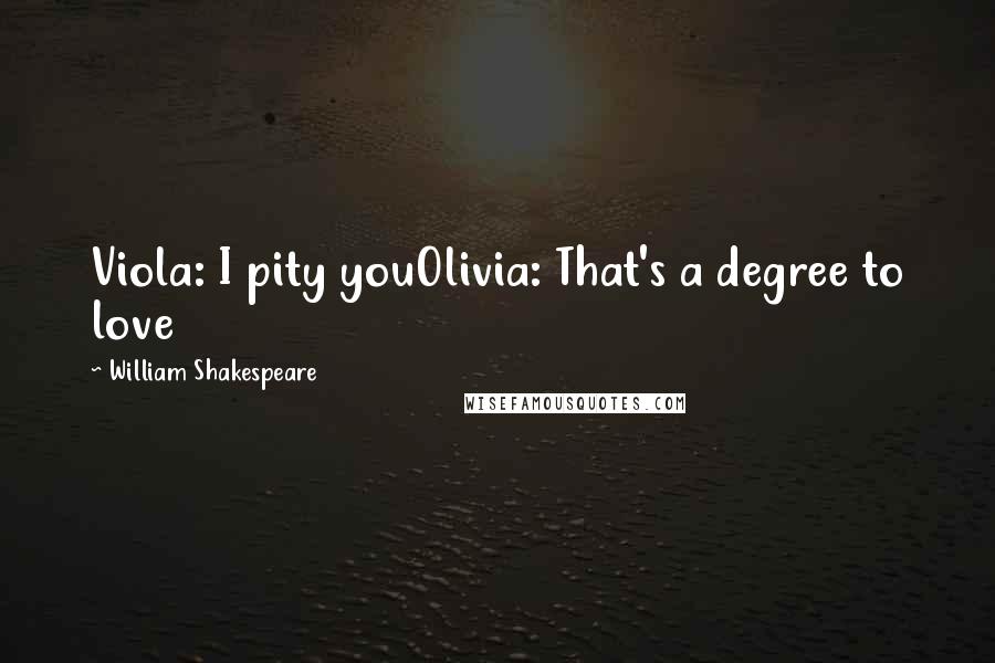 William Shakespeare Quotes: Viola: I pity youOlivia: That's a degree to love