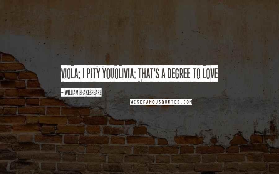 William Shakespeare Quotes: Viola: I pity youOlivia: That's a degree to love