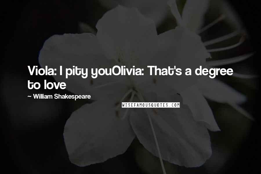 William Shakespeare Quotes: Viola: I pity youOlivia: That's a degree to love