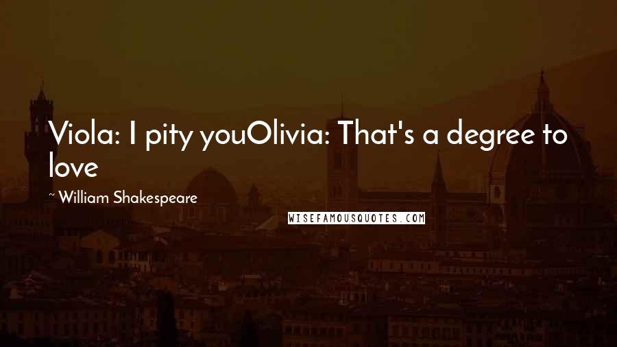 William Shakespeare Quotes: Viola: I pity youOlivia: That's a degree to love