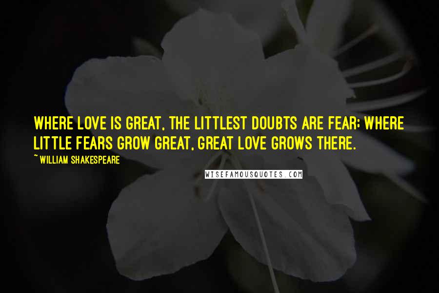 William Shakespeare Quotes: Where love is great, the littlest doubts are fear; Where little fears grow great, great love grows there.