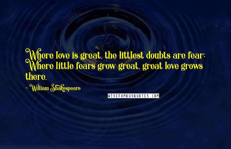 William Shakespeare Quotes: Where love is great, the littlest doubts are fear; Where little fears grow great, great love grows there.