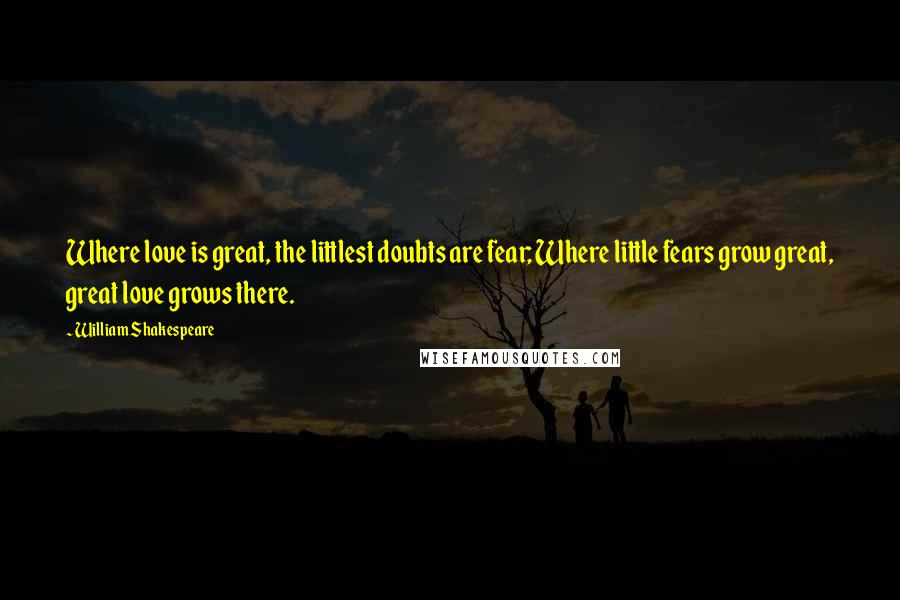 William Shakespeare Quotes: Where love is great, the littlest doubts are fear; Where little fears grow great, great love grows there.