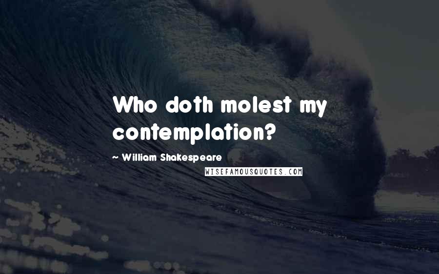 William Shakespeare Quotes: Who doth molest my contemplation?