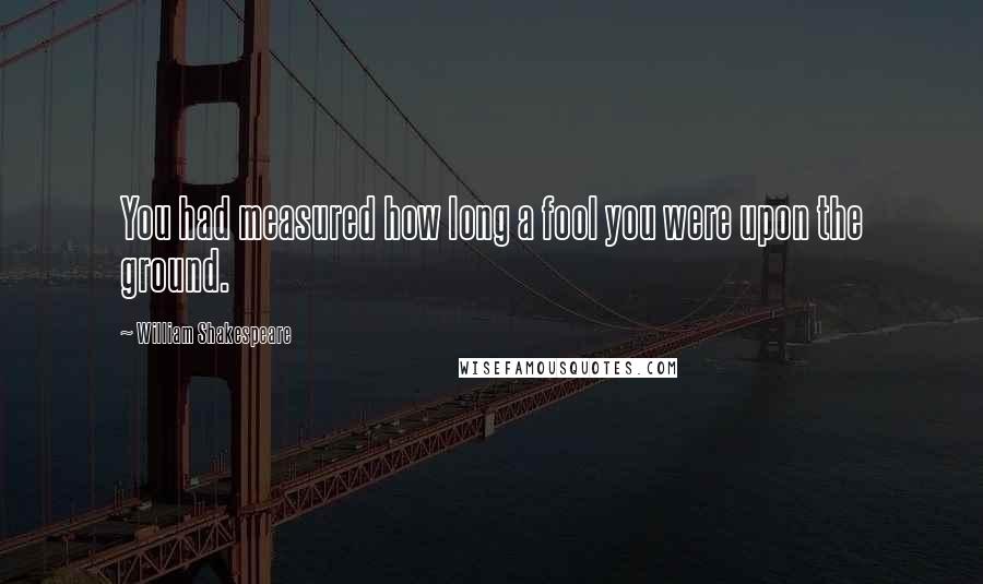 William Shakespeare Quotes: You had measured how long a fool you were upon the ground.